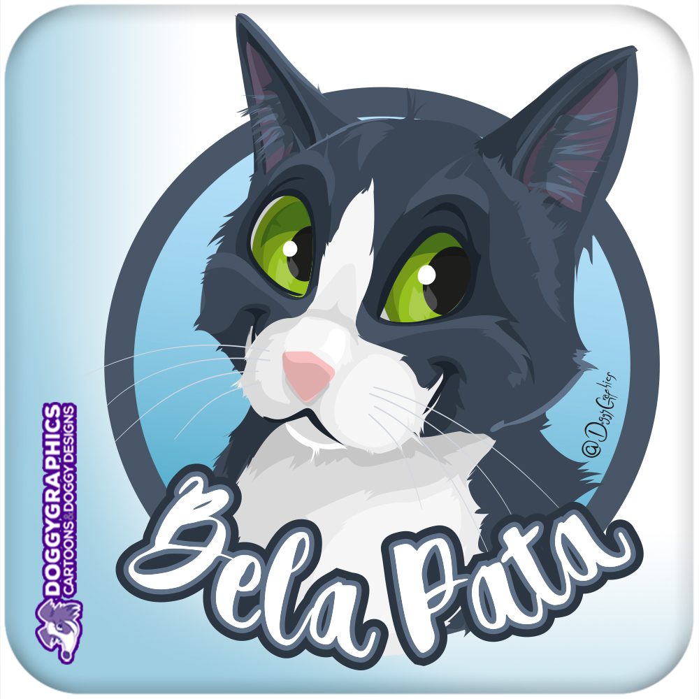 Ilustración de gato cartoon – retrato personalizado Bela Patas ilustración de gato cartoon retrato personalizado Bela Patas DoggyGraphics