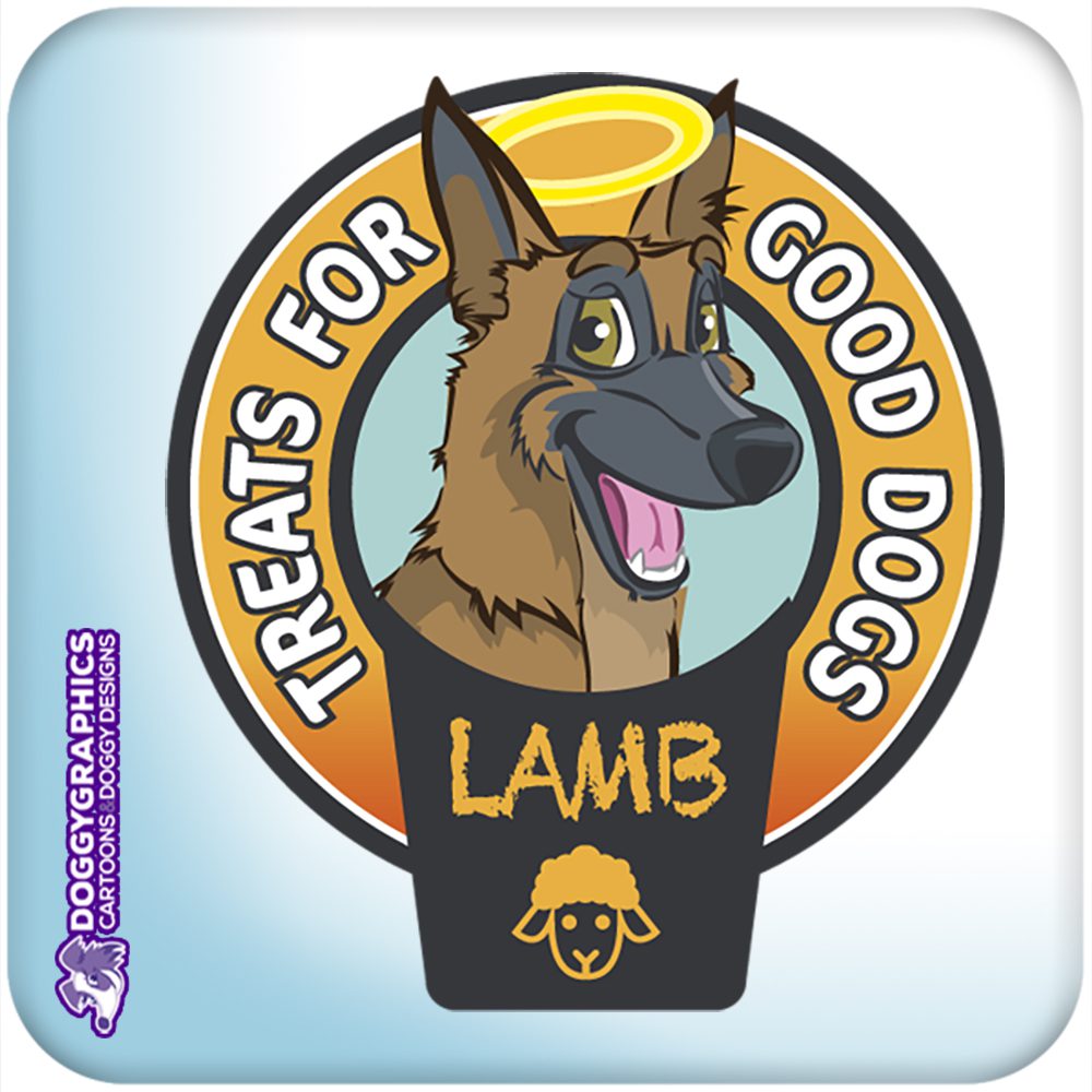 Logo de perro cartoon para marca de mascotas – LAMB logo de perro estilo cartoon para marca de mascotas LAMB DoggyGraphics